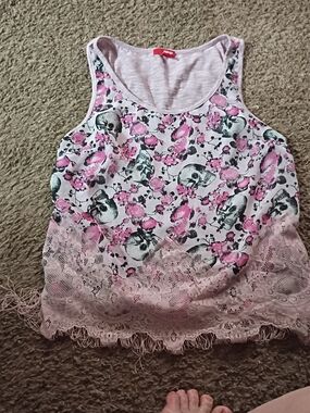 BONGO Light Pink Floral Print Tank Top